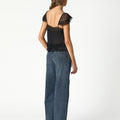 ANTHRACITE LACE CREPE TOP