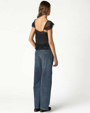 ANTHRACITE LACE CREPE TOP