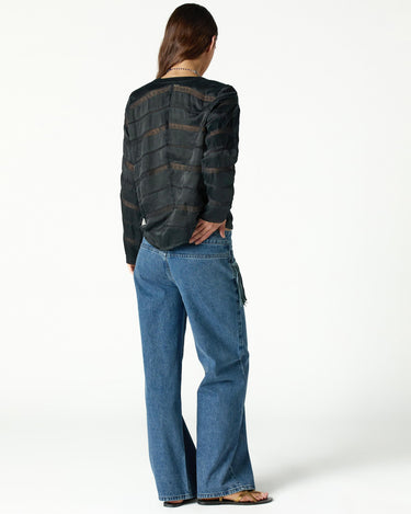 Anthracite Herringbone Ladder Stitch Shirt