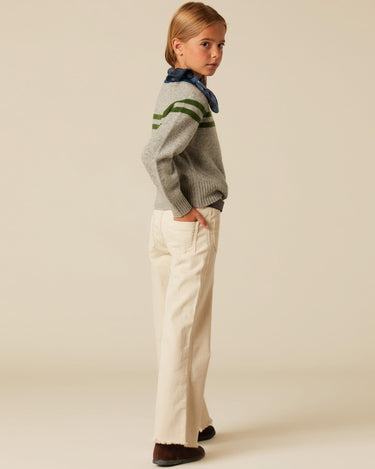 GRAY DOUBLE-STRIPE SWEATER