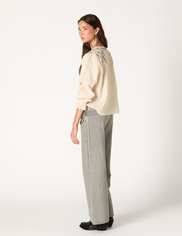 CAMISA  ECRU BORDADO BEADS