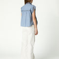 GATHERED BUTTON-DOWN SHIRT ANILINE BLUE