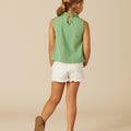 GATHERED NECK T-SHIRT GREEN
