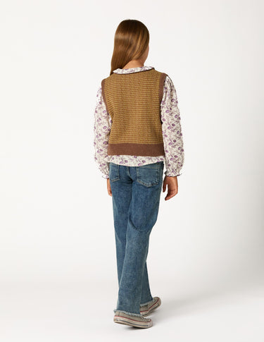 CHALECO PUNTO MIX MARRON