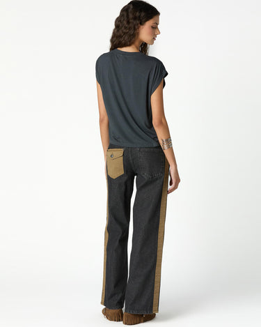 CHARCOAL DENIM CONTRAST STRAP
