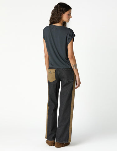 CHARCOAL DENIM CONTRAST STRAP