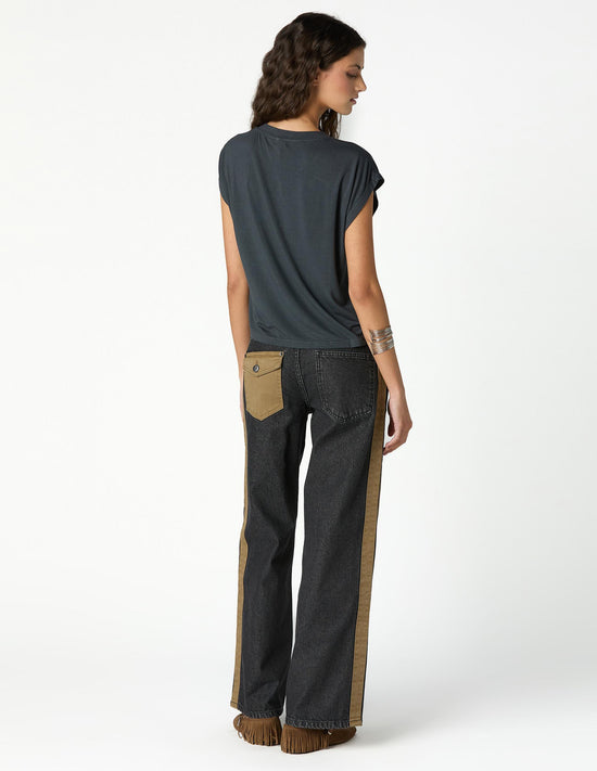 CHARCOAL DENIM CONTRAST STRAP