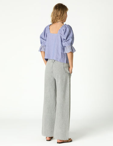 LIGHT GRAY HIGH-WAIST DENIM JEANS