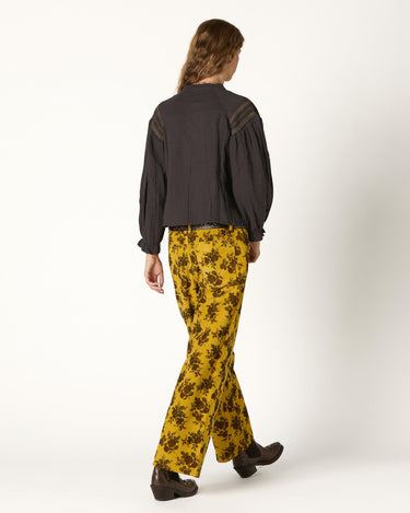 CURRY FLORAL CORDUROY PANTS
