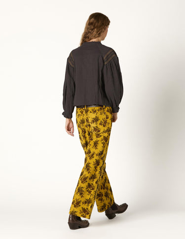 CURRY FLORAL CORDUROY PANTS