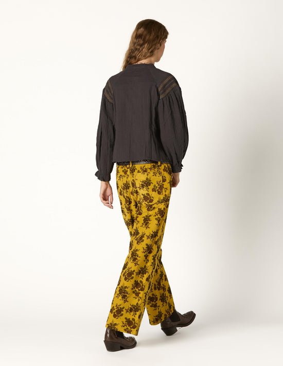 CURRY FLORAL CORDUROY PANTS