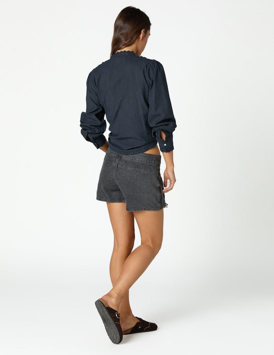 ANTHRACITE LACE DRAWSTRING SHIRT
