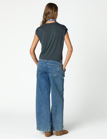 EMBROIDERED BLUE NN TROUSERS