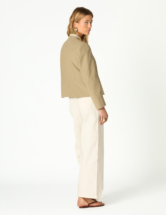 STRIPED LACE KHAKI BLAZER