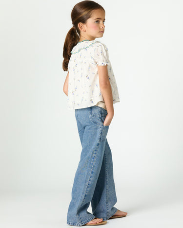 PRINT FLOWER BLUE SHIRT