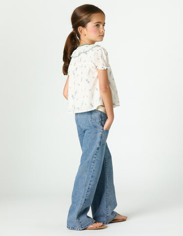 PRINT FLOWER BLUE SHIRT