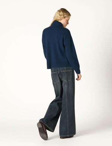 MIDNIGHT BUTTON TURTLENECK SWEATER