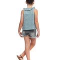 Lotus flower ruffle V-neck shirt green