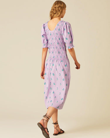 VESTIDO FRUNCES LILA FLOR