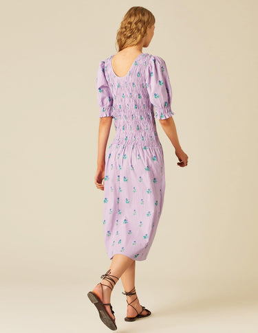 LILAC RUFFLED FLORAL DRESS