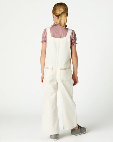 WHITE DUNGAREES EMBROIDERED POCKETS