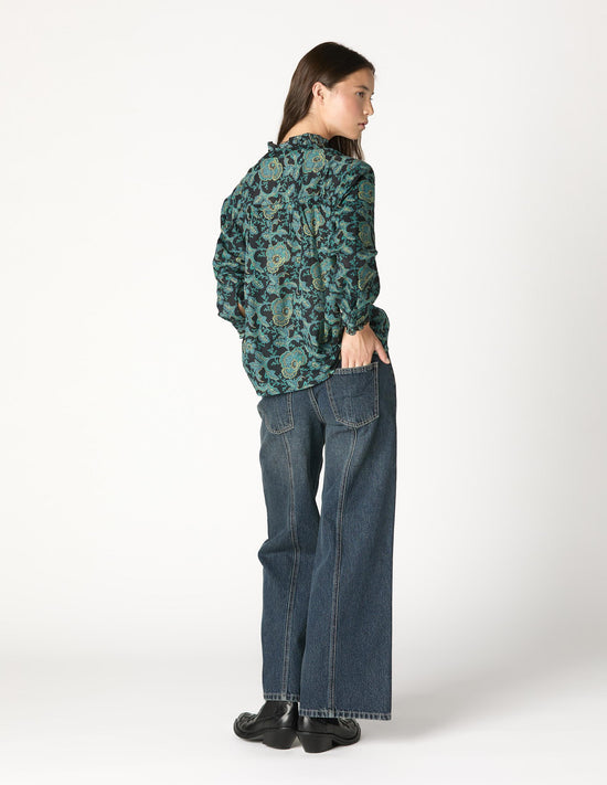 WILD BLUE RUFFLE SHIRT