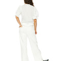 White studded yoke trousers