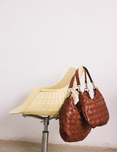 BRAIDED SMALL BAG BROWN
