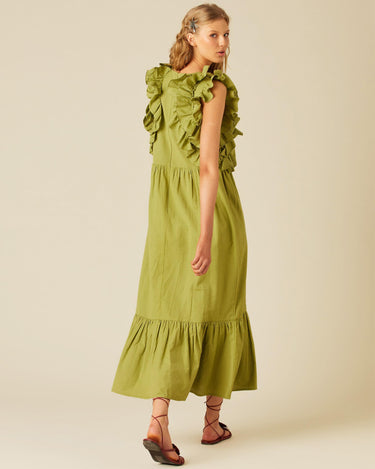 GREEN RUFFLED DRESS