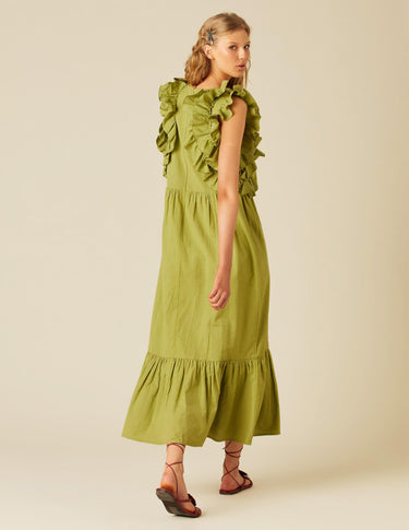 GREEN RUFFLED DRESS