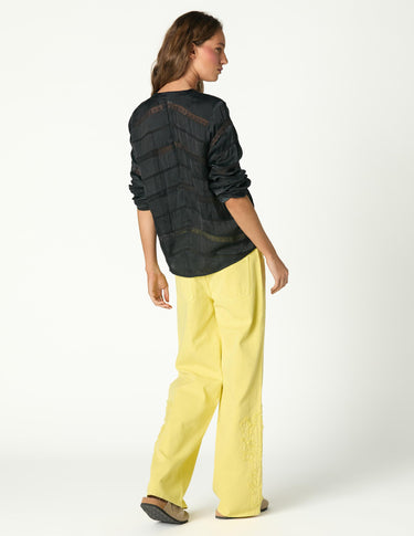 LIME FRINGED PRINT TROUSERS