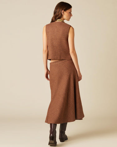 SMALL CHECK BROWN WAISTCOAT