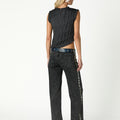 TOP ANTHRACITE RUFFLE
