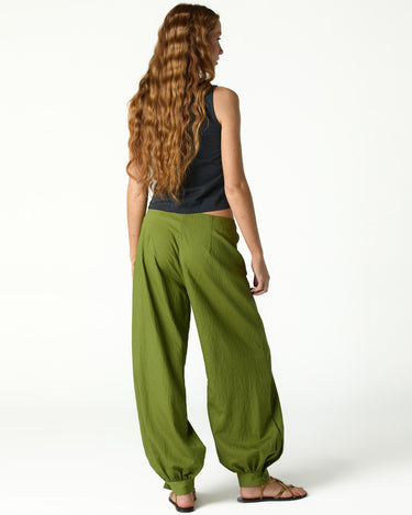 GREEN TIED BAGGY TROUSERS