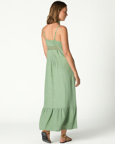 GATHERED STRAPPY DRESS GREEN