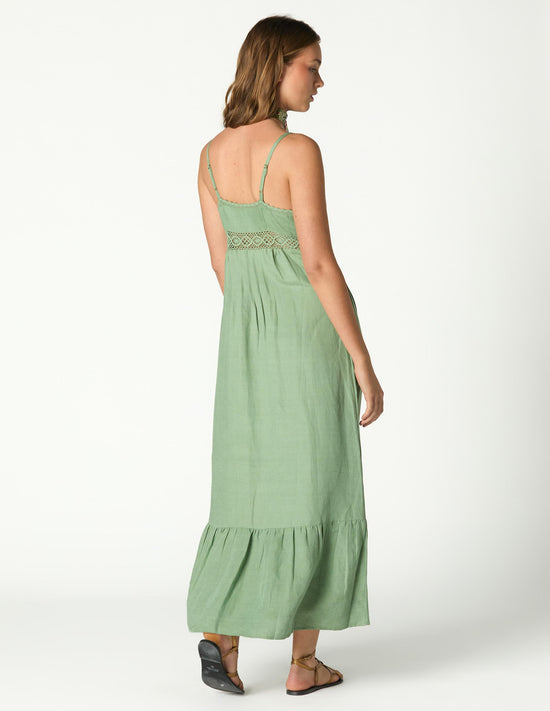 GATHERED STRAPPY DRESS GREEN