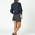 SHORT FRINGED DENIM ANTHRACITE