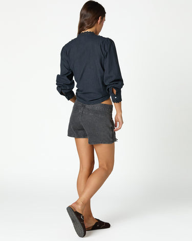 SHORT FRINGED DENIM ANTHRACITE
