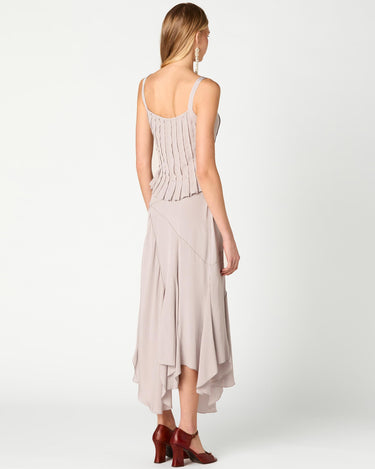 LIGHT GRAY PLEATED STRAP TOP