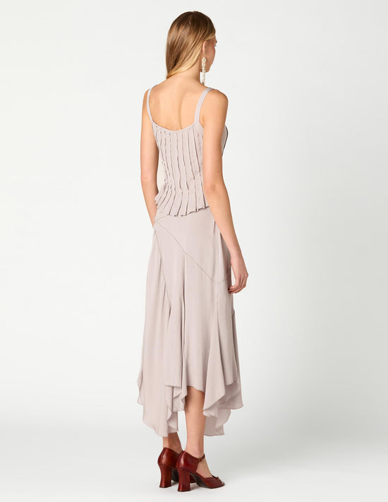 LIGHT GRAY PLEATED STRAP TOP