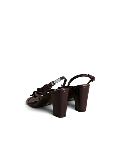 BROWN FLORAL HEEL SANDAL