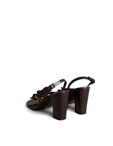 BROWN FLORAL HEEL SANDAL