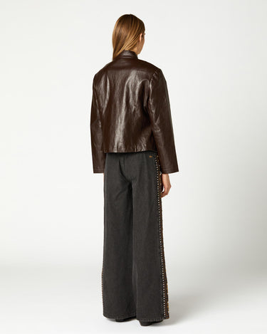 CHAQUETA PIPING MARRON