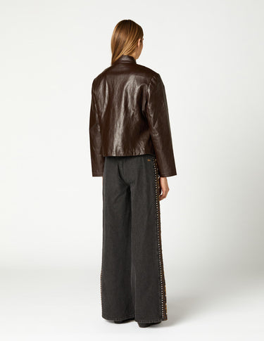 CHAQUETA PIPING MARRON