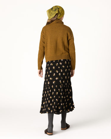 ANTHRACITE FLOWER RUFFLED SKIRT