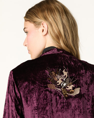 BURGUNDY EMBROIDERED VELVET DJELLABA