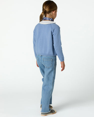 KNITTED JACKET WITH BUTTONS ANILINE BLUE