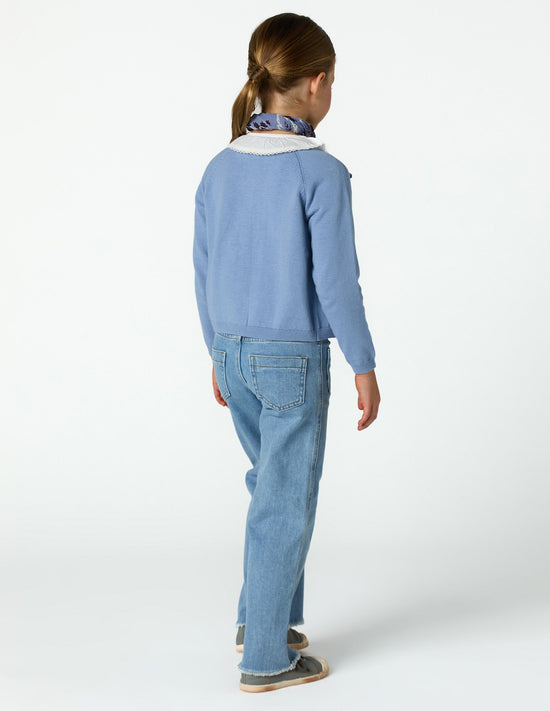 KNITTED JACKET WITH BUTTONS ANILINE BLUE