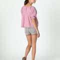 LANTERN SLEEVE GATHERED SHIRT PINK