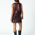 BURGUNDY FRINGE DRESS
